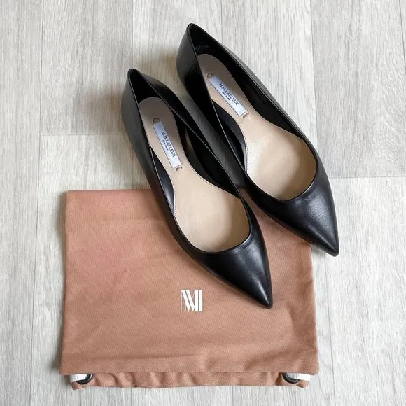 MM Lafleur Rowan Flat Kidskin Black Leather Size 35 NEW