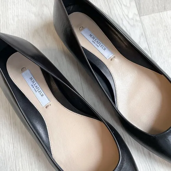 MM Lafleur Rowan Flat Kidskin Black Leather Size 35 NEW