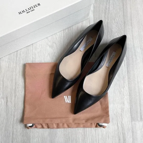 MM Lafleur Rowan Flat Kidskin Black Leather Size 35 NEW