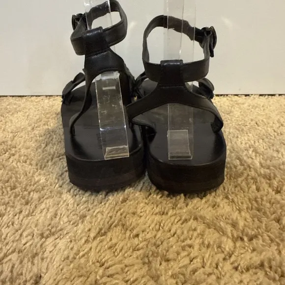 Moncler Womens Leather Floral Strap Slingbacks Sandals Black Size 7