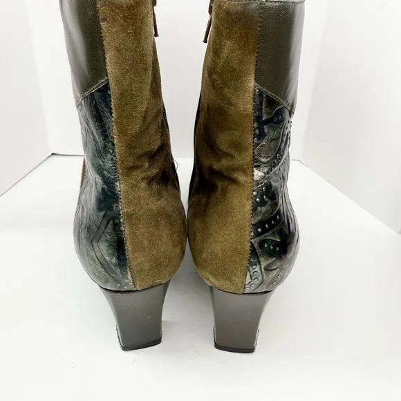 Monzo &amp; Franco Oyster Pointed Toe Patchwork Boots 8.5