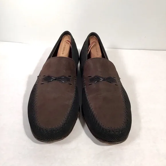 Moreschi Men’s Two Tone Black Brown Suede Italy Loafers Size 11.5