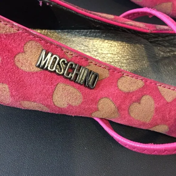Moschino Suede/Leather Mary Jane Ballerina Flats Heart Design Girls Youth 4.5