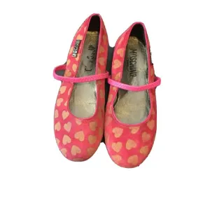 Moschino Suede/Leather Mary Jane Ballerina Flats Heart Design Girls Youth 4.5