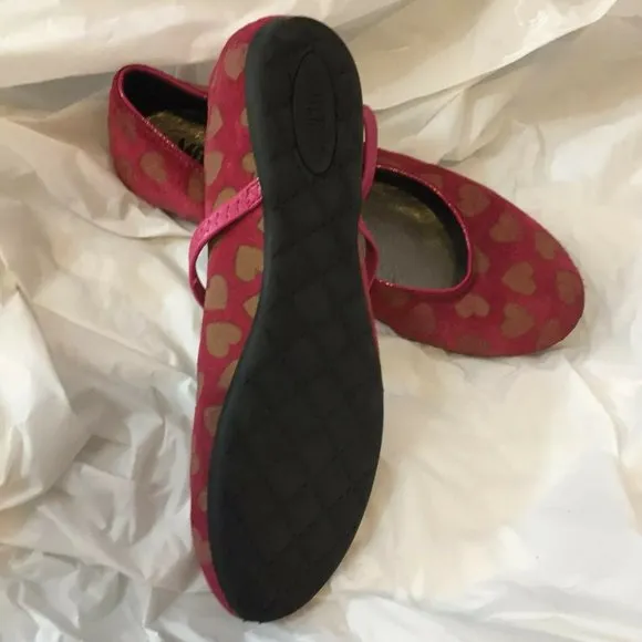 Moschino Suede/Leather Mary Jane Ballerina Flats Heart Design Girls Youth 4.5