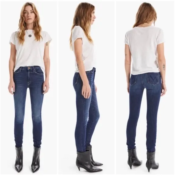 MOTHER Denim High Waisted Looker Jeans in Teaming Up NEW