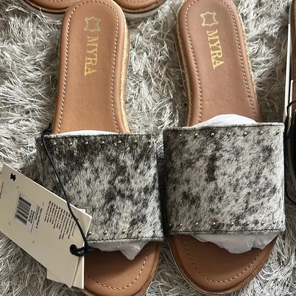 Myra hairon leather flats, each unique