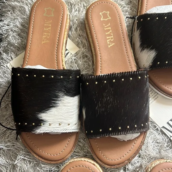 Myra hairon leather flats, each unique