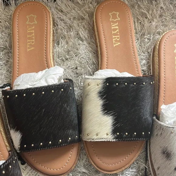 Myra hairon leather flats, each unique