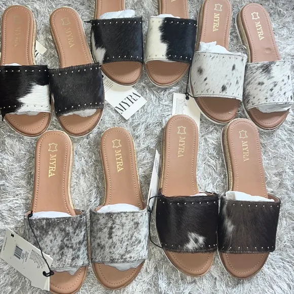 Myra hairon leather flats, each unique