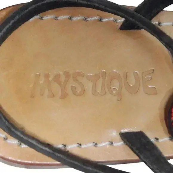 Mystique Beaded Gladiator Sandals Flats Ankle T-Strap Leather Women’s Size 7
