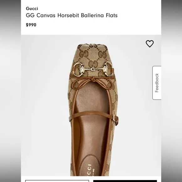 N0nautehntik Gucci Brown GG Canvas Horsebit Ballerina Flats- read description