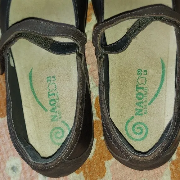 Naot Brown Leather Mary Jane Flats
