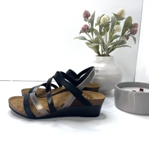 NAOT Footwear Hero Ankle Strap Leather Sandals Black Gray Women's EU 37/6 NWOB