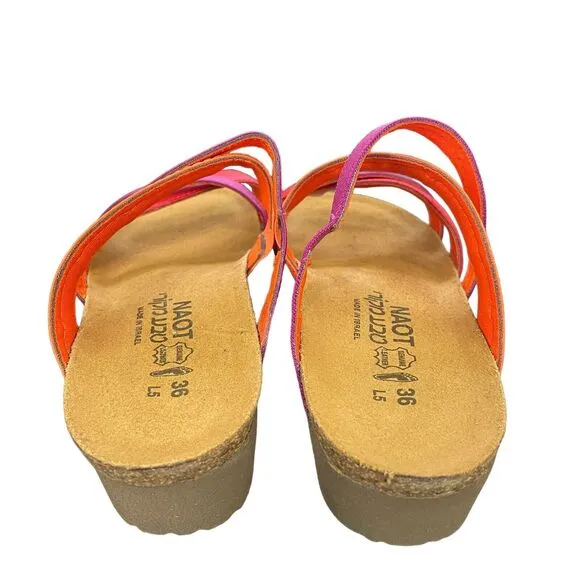 Naot Roxana Sandals Womens Size EU 36 US 5 Red Orange Purple Criss Cross Strap