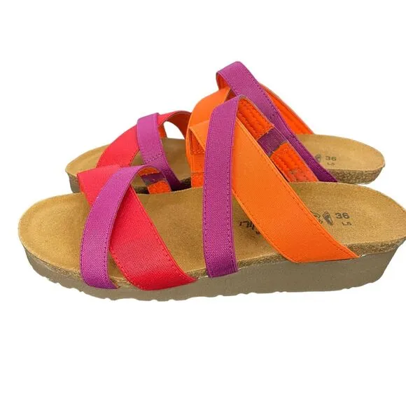 Naot Roxana Sandals Womens Size EU 36 US 5 Red Orange Purple Criss Cross Strap