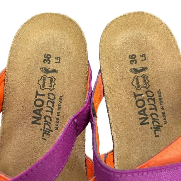 Naot Roxana Sandals Womens Size EU 36 US 5 Red Orange Purple Criss Cross Strap