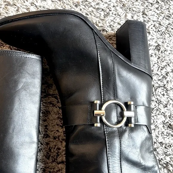 Napoleoni Made In Italy knee high Block Heel With Stap &amp; GoldHar…