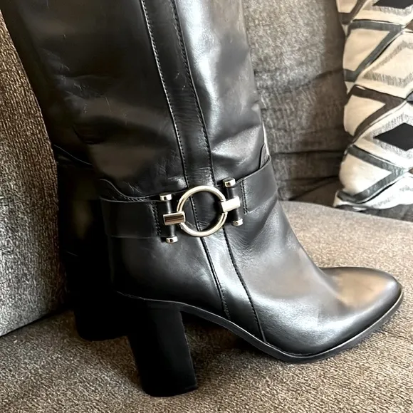 Napoleoni Made In Italy knee high Block Heel With Stap &amp; GoldHar…