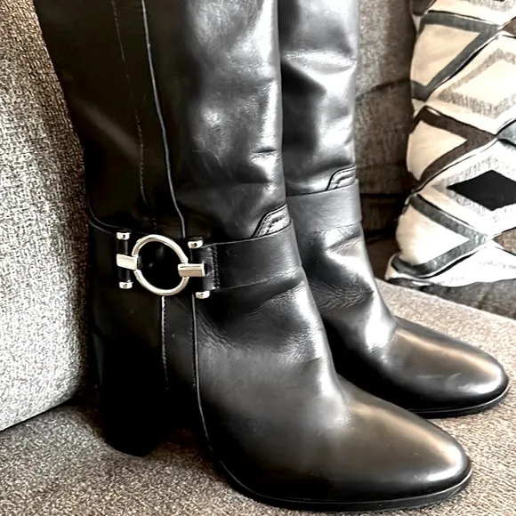 Napoleoni Made In Italy knee high Block Heel With Stap &amp; GoldHar…