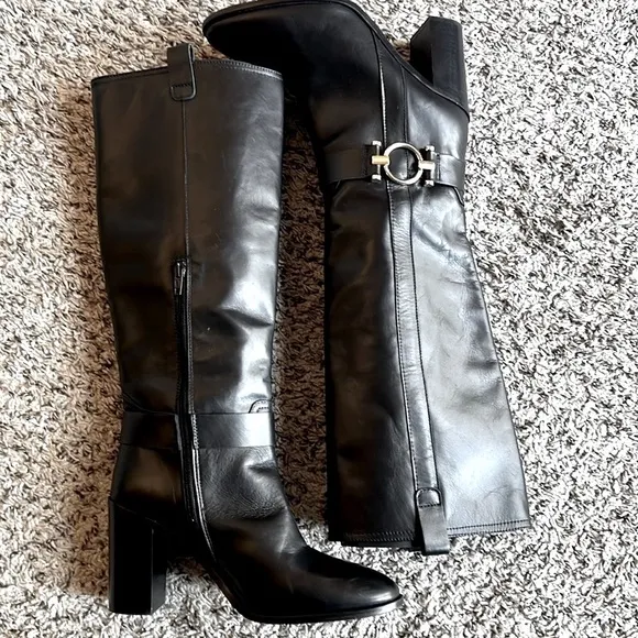 Napoleoni Made In Italy knee high Block Heel With Stap &amp; GoldHar…