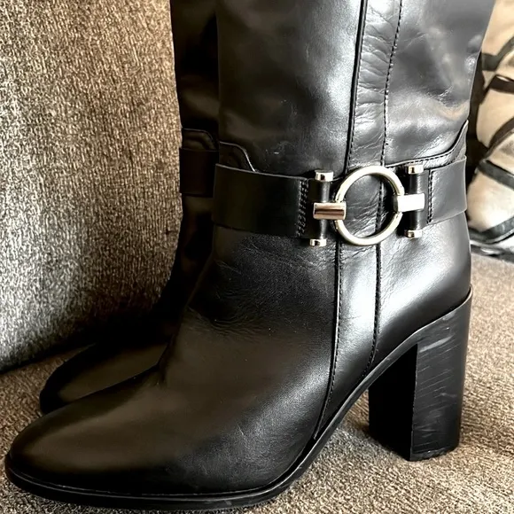 Napoleoni Made In Italy knee high Block Heel With Stap &amp; GoldHar…