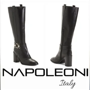 Napoleoni Made In Italy knee high Block Heel With Stap &amp; GoldHar…