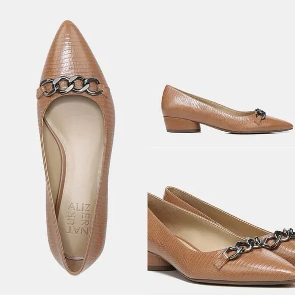 Naturalizer Becca Block Heel Flats in Tawny Lizard Neutral Office Comfort 11