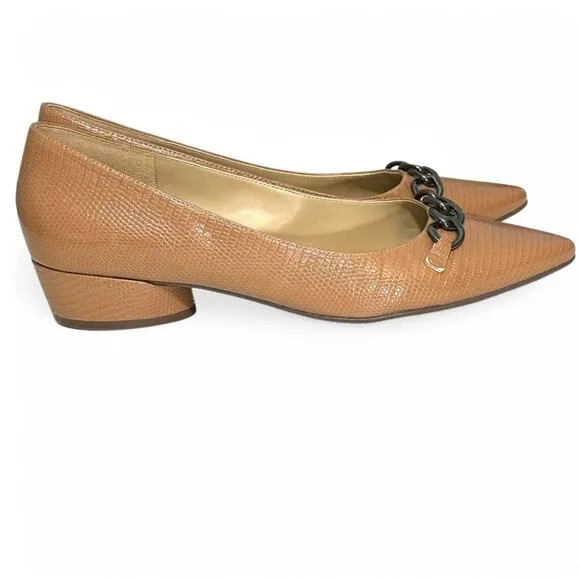 Naturalizer Becca Block Heel Flats in Tawny Lizard Neutral Office Comfort 11