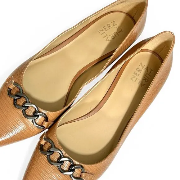 Naturalizer Becca Block Heel Flats in Tawny Lizard Neutral Office Comfort 11