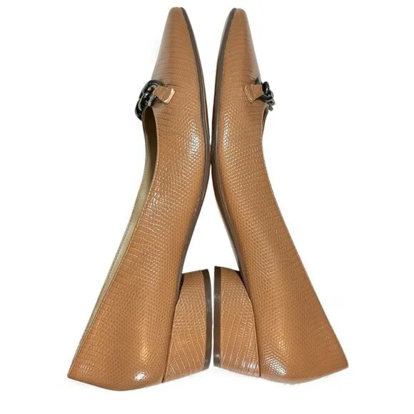 Naturalizer Becca Block Heel Flats in Tawny Lizard Neutral Office Comfort 11