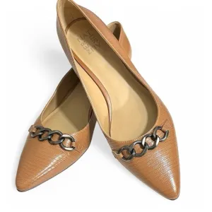 Naturalizer Becca Block Heel Flats in Tawny Lizard Neutral Office Comfort 11