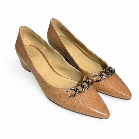 Naturalizer Becca Block Heel Flats in Tawny Lizard Neutral Office Comfort 11