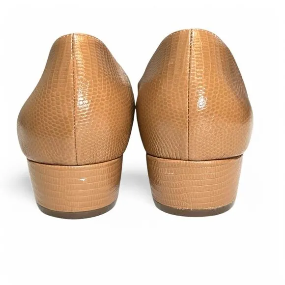 Naturalizer Becca Block Heel Flats in Tawny Lizard Neutral Office Comfort 11