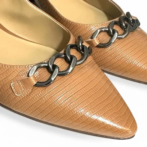 Naturalizer Becca Block Heel Flats in Tawny Lizard Neutral Office Comfort 11