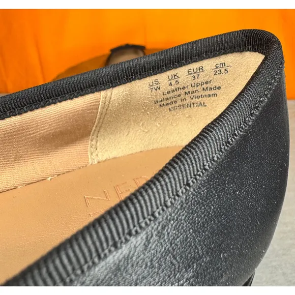 Naturalizer Essential Black Leather Ballet Flats Bow Size 7W EU 37