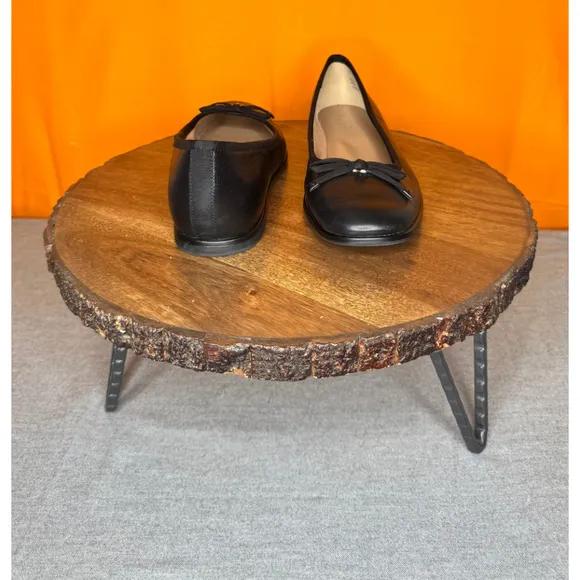 Naturalizer Essential Black Leather Ballet Flats Bow Size 7W EU 37