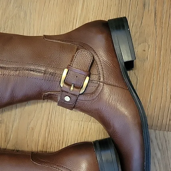 Naturalizer Jean Chocolate Full Zip Leather Knee-High Motorcycle Boots
