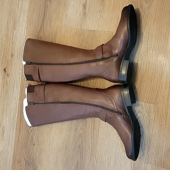 Naturalizer Jean Chocolate Full Zip Leather Knee-High Motorcycle Boots