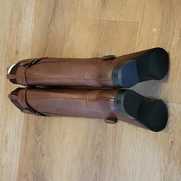 Naturalizer Jean Chocolate Full Zip Leather Knee-High Motorcycle Boots