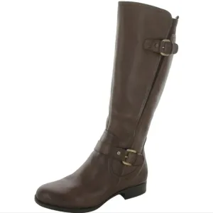 Naturalizer Jean Chocolate Full Zip Leather Knee-High Motorcycle Boots