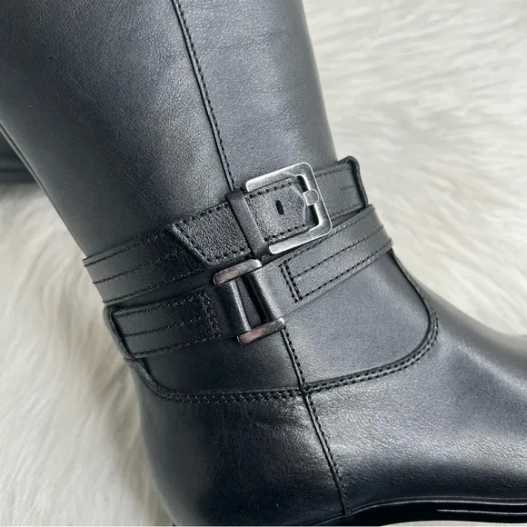 Naturalizer Reid High Shaft Boots Black Leather Size 6M