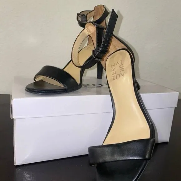 Naturalizer Womens Leah Black Open Toe Ankle Strap Dress Sandals Heels