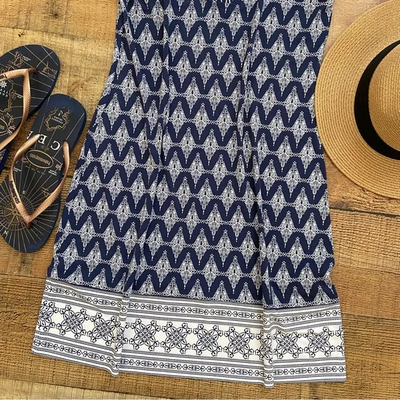 Navy   White Sleeveless Summer Dress, Excellent Condition
