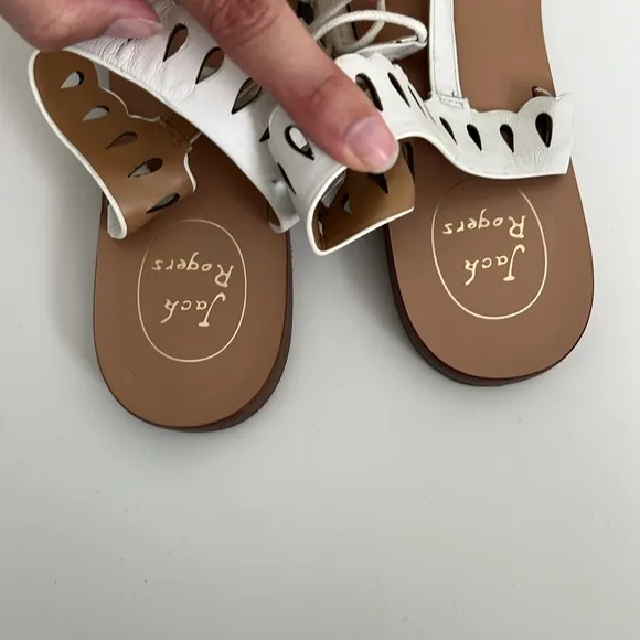 New! 9.5M Jack Rogers Ankle Wrap Sandals White Leather