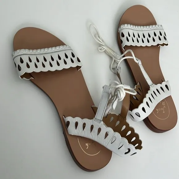 New! 9.5M Jack Rogers Ankle Wrap Sandals White Leather