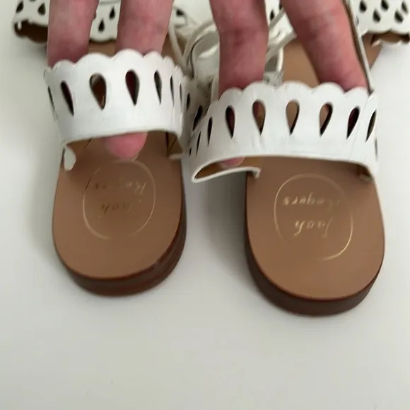 New! 9.5M Jack Rogers Ankle Wrap Sandals White Leather