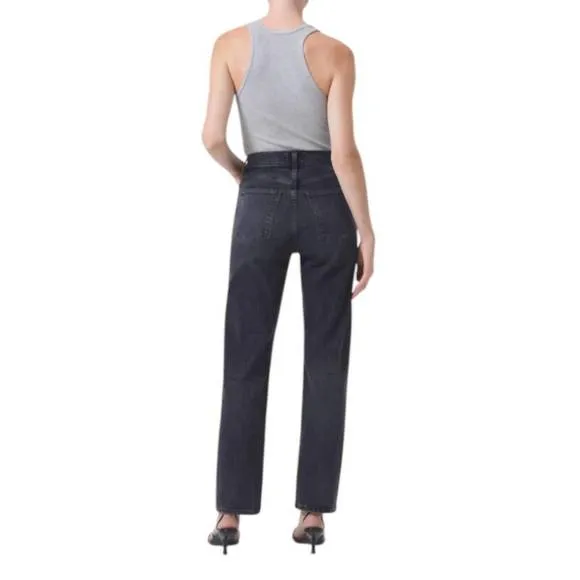 NEW AGOLDE high rise stovepipe jeans in metal