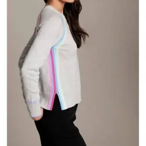 NEW ALASHAN CASHMERE cotton cashmere rainbow placket saddle raglan in fog
