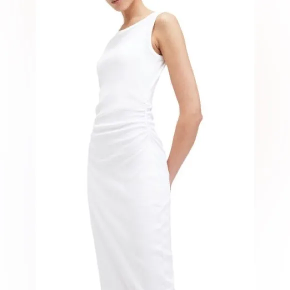 NEW ALLSAINTS Womens Maxi Dress Optic White Size 2 Katarina Boat Neck Slim Fit